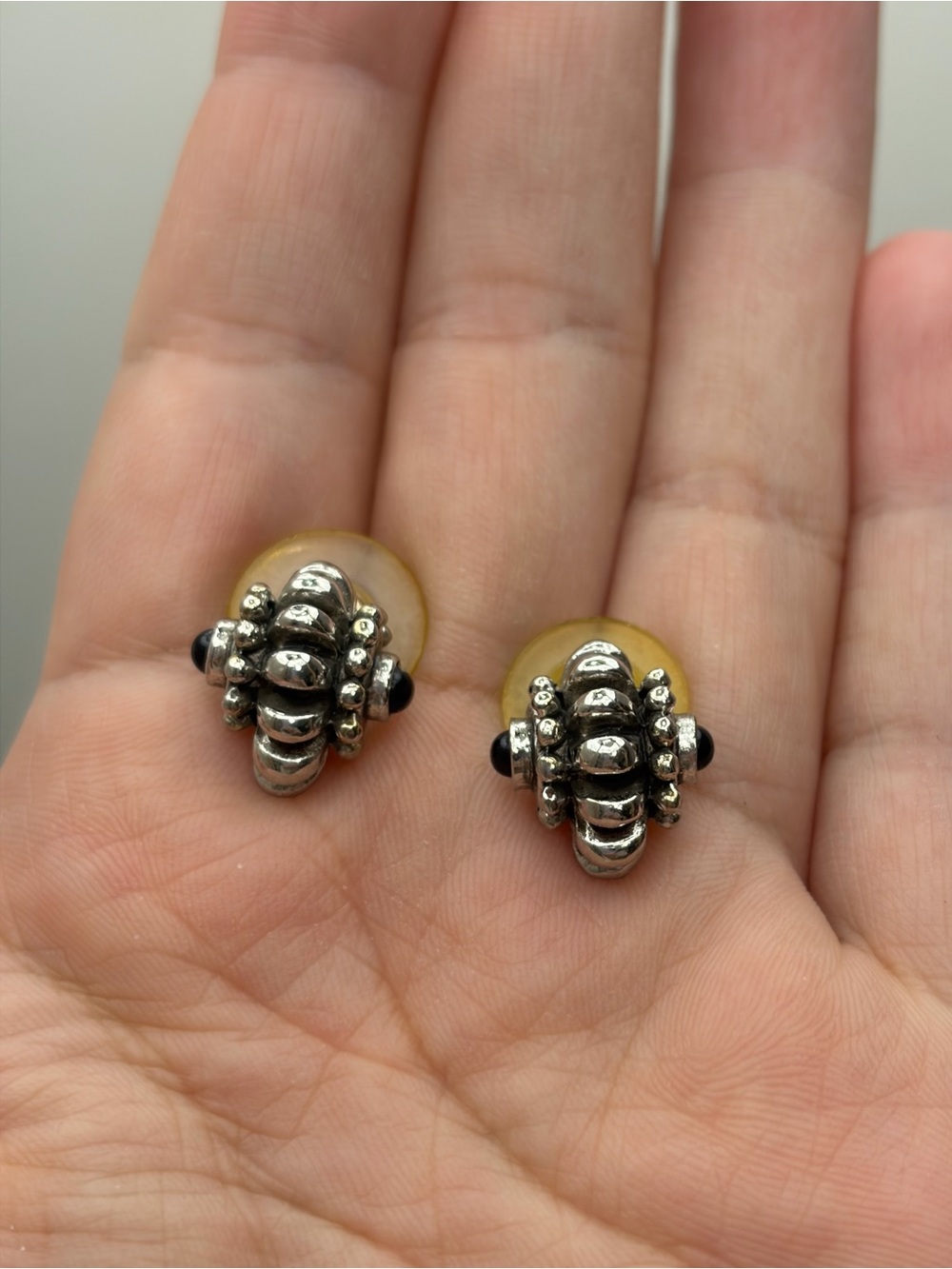 Vintage-Style Yellow and Silver Bead Cluster Earrings
